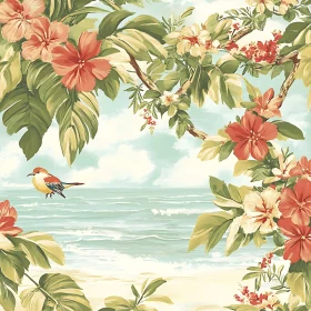 Tranquil Coastal Scene with Lush Foliage