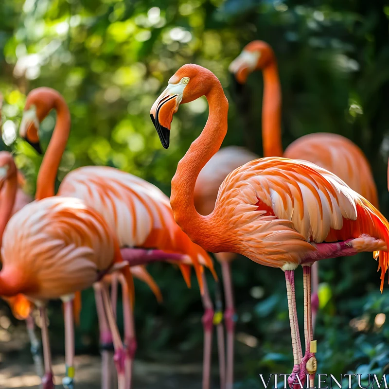 Flamingos in a Tropical Paradise AI Image