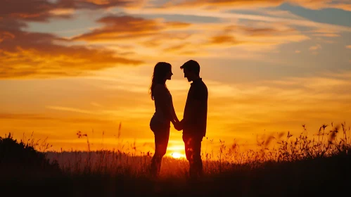 Sunset Romance: A Couple's Silhouette