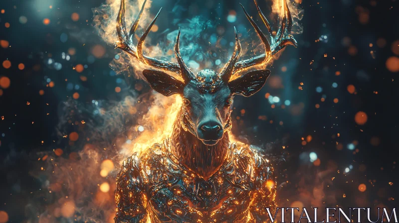 Flaming Deer with Armor AI Image