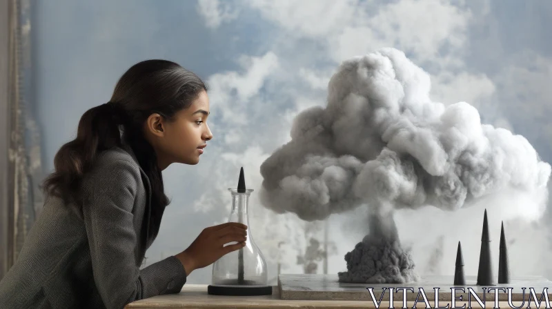Captivating Abstract Image of a Young Woman with a Bomb Model AI Image