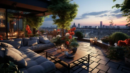 Captivating Terrace Balcony with Atmospheric Cityscape View