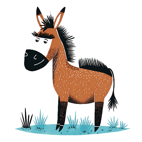 Cartoon Donkey Illustration for T-Shirt Printing