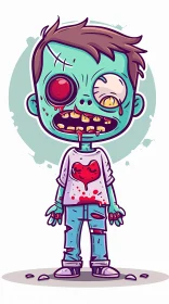 Cartoon Zombie Boy Illustration for Halloween Projects AI Image