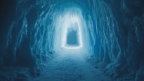 Glistening Icy Tunnel with Intricate Details