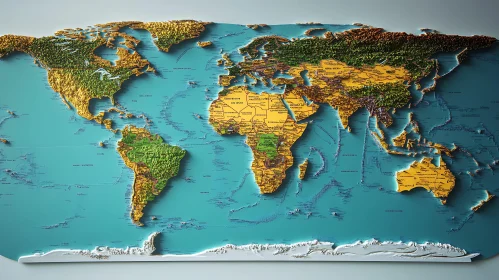 Textured Continents: A World Map Depiction