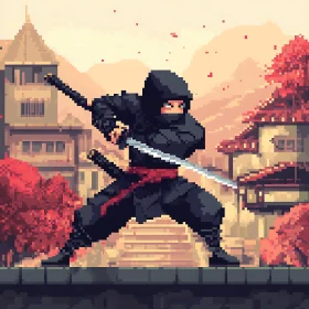 Retro Ninja Pixel Art