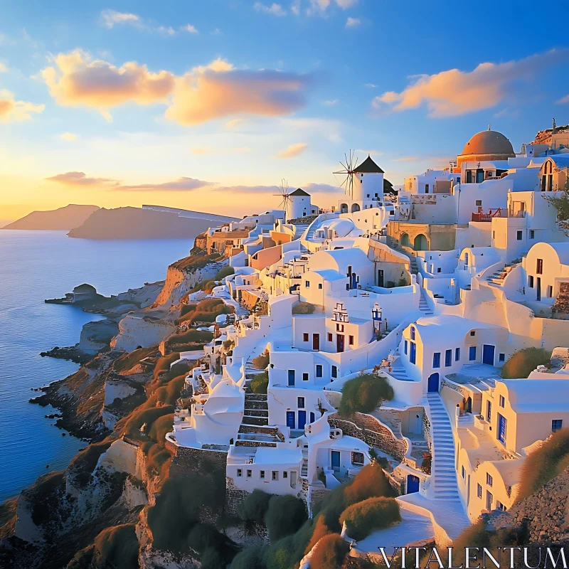 AI ART Santorini Island View at Sunset