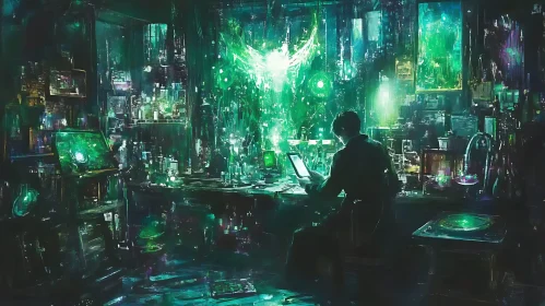 Ethereal Green Science Lab Scene