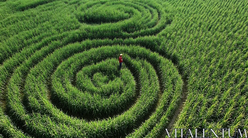 AI ART Spiral Corn Maze with Person