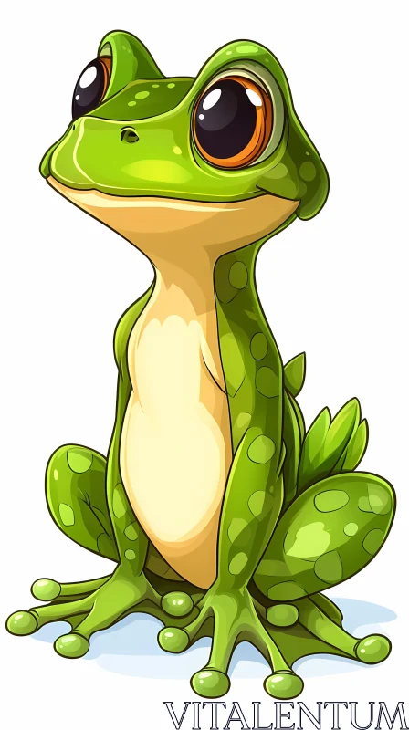 AI ART Cute Green Frog Cartoon Art