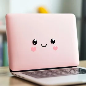 Cute Face Pink Laptop Design