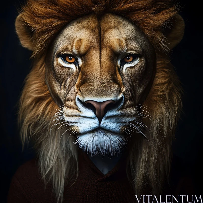 Majestic Lion-Human Hybrid AI Image