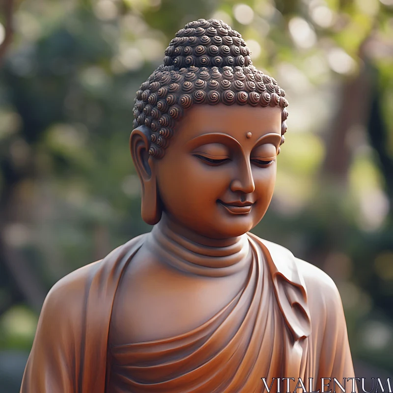 Meditative Buddha Sculpture in Natural Light AI Image