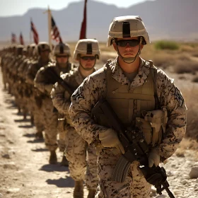 American Soldiers Line Up