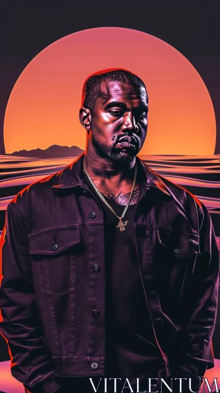 AI ART Kanye West in Sunset Portrait