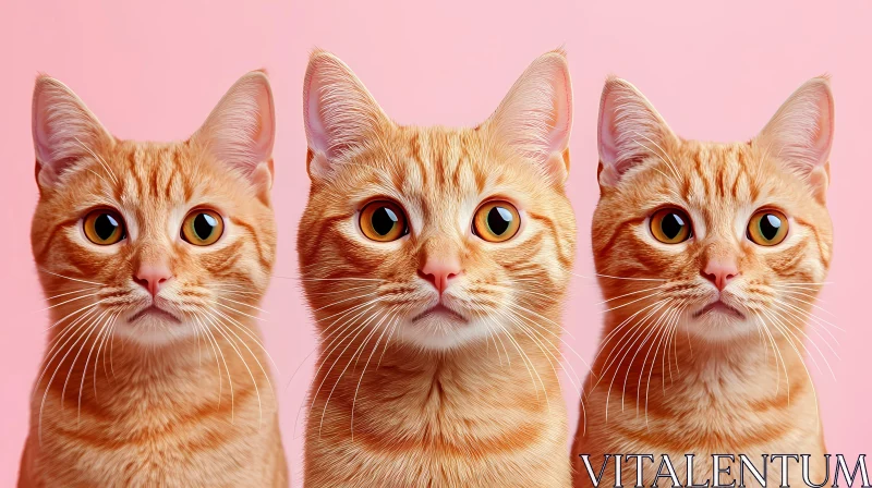 Charming Orange Cats on Pink AI Image