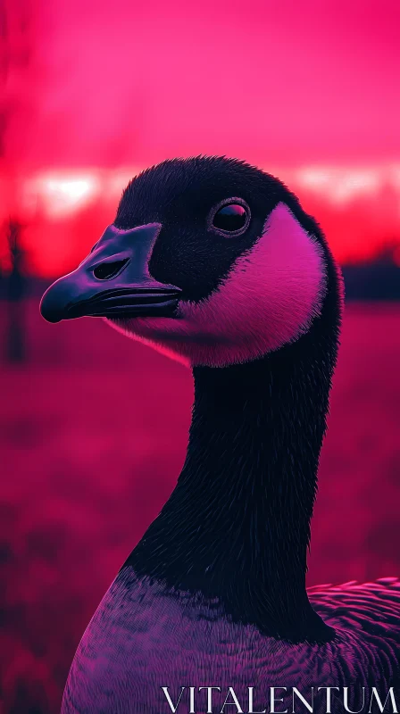 Vivid Pink Goose Portrait AI Image