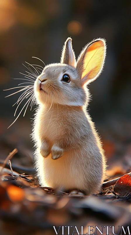 Adorable Bunny in Forest Light AI Image