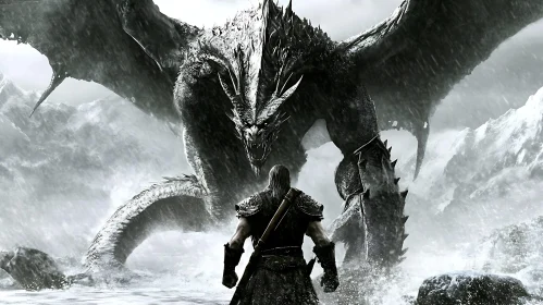 Monochrome Battle: Man and Beast