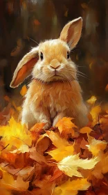 Rabbit Embraced by Autumn Foliage