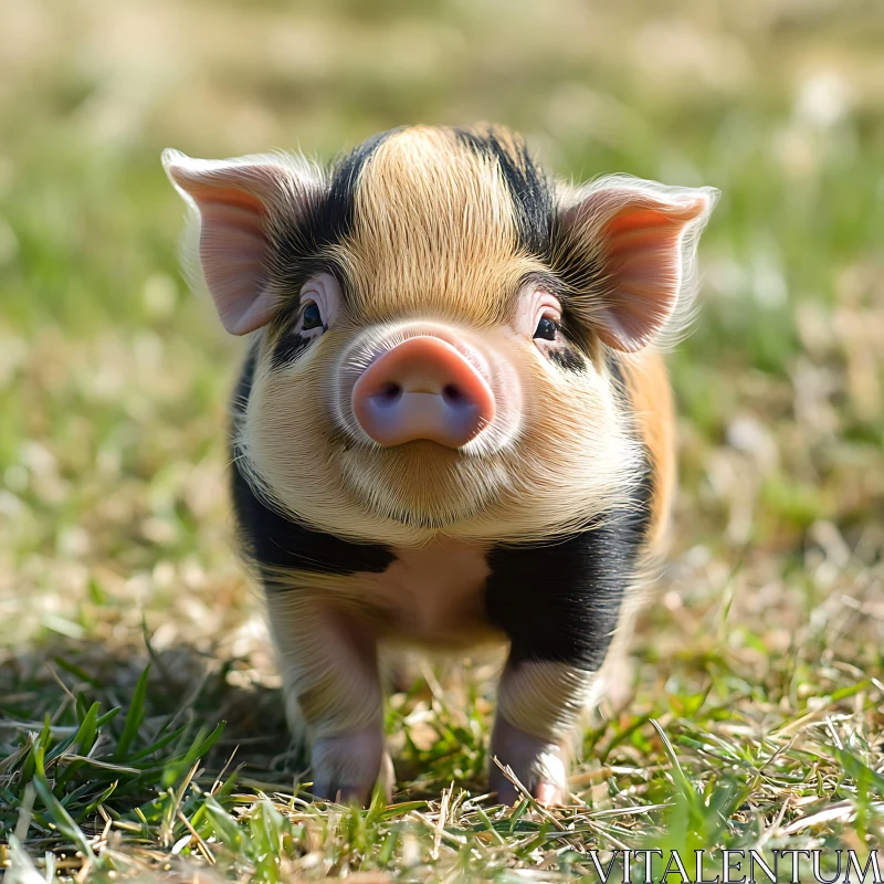 Cute Piglet on a Sunny Day AI Image