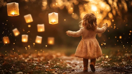 Golden Lanterns and Little Girl