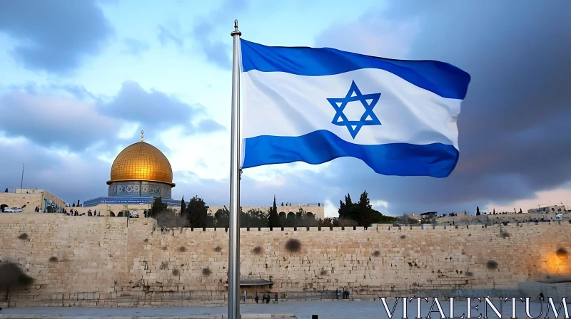 Flag and Dome in Jerusalem AI Image