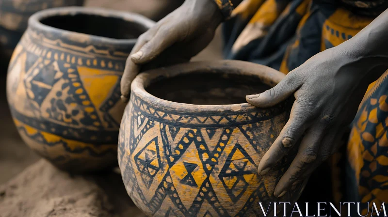 AI ART Handcrafted Pottery with Traditional Designs