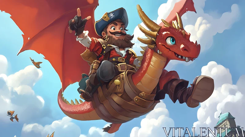 AI ART Flying High: A Pirate's Dragon Ride