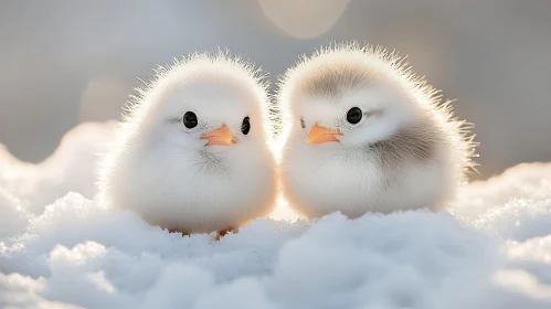 Fluffy Chicks in Snow