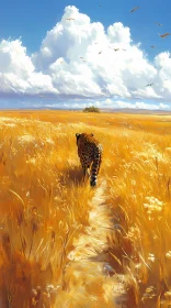 Cheetah Strolling Through the Savannah