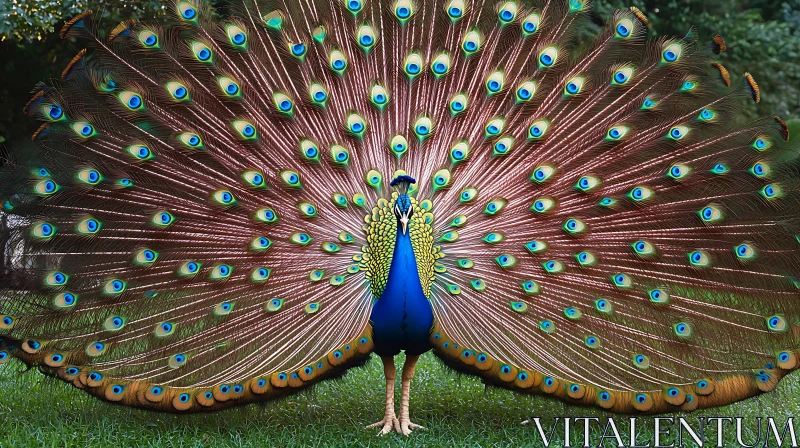 Peacock's Colorful Feather Display AI Image