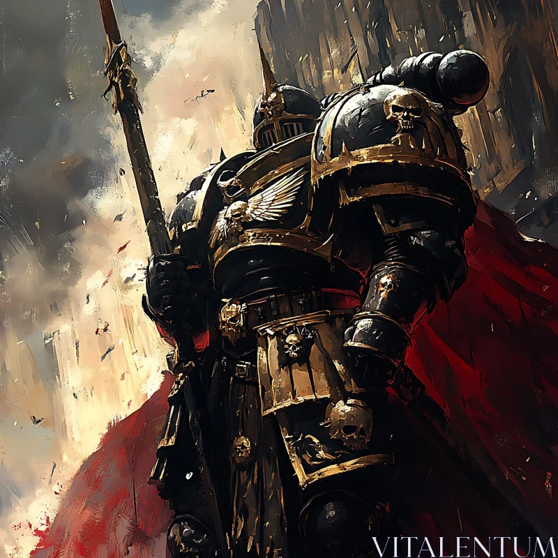 AI ART Fantasy Warrior in Black and Gold Armor