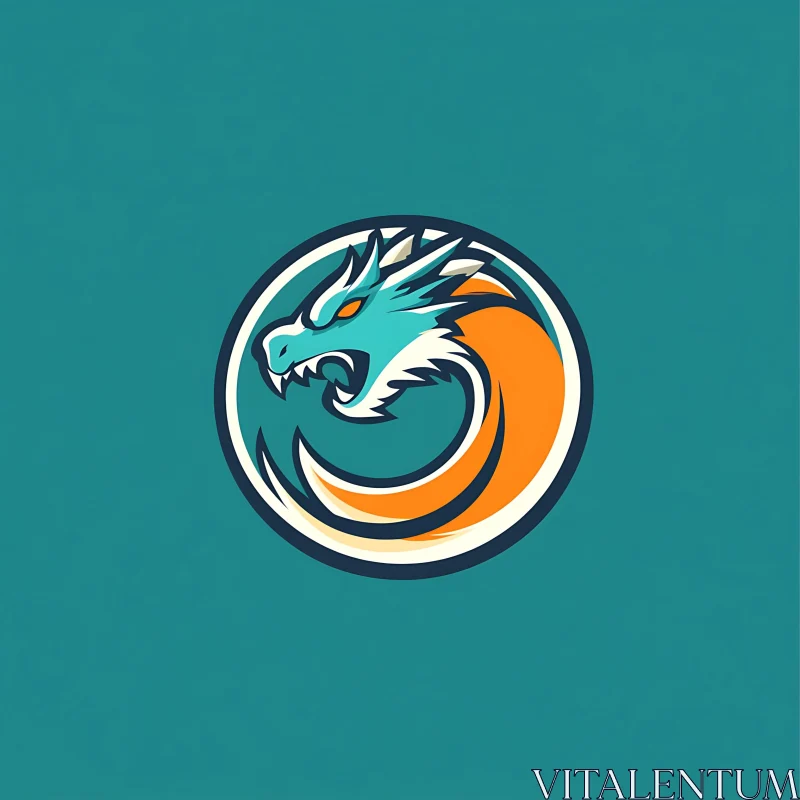 AI ART Stylized Dragon Logo with Encircled Design