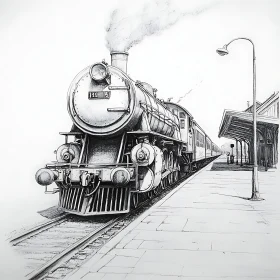 Monochrome Train at the Station