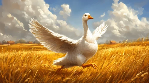 Rural Scene with Goose and Wheat