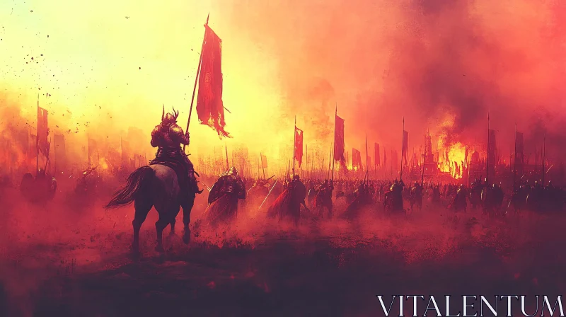 AI ART Fiery Battleground: Warriors and Warhorses