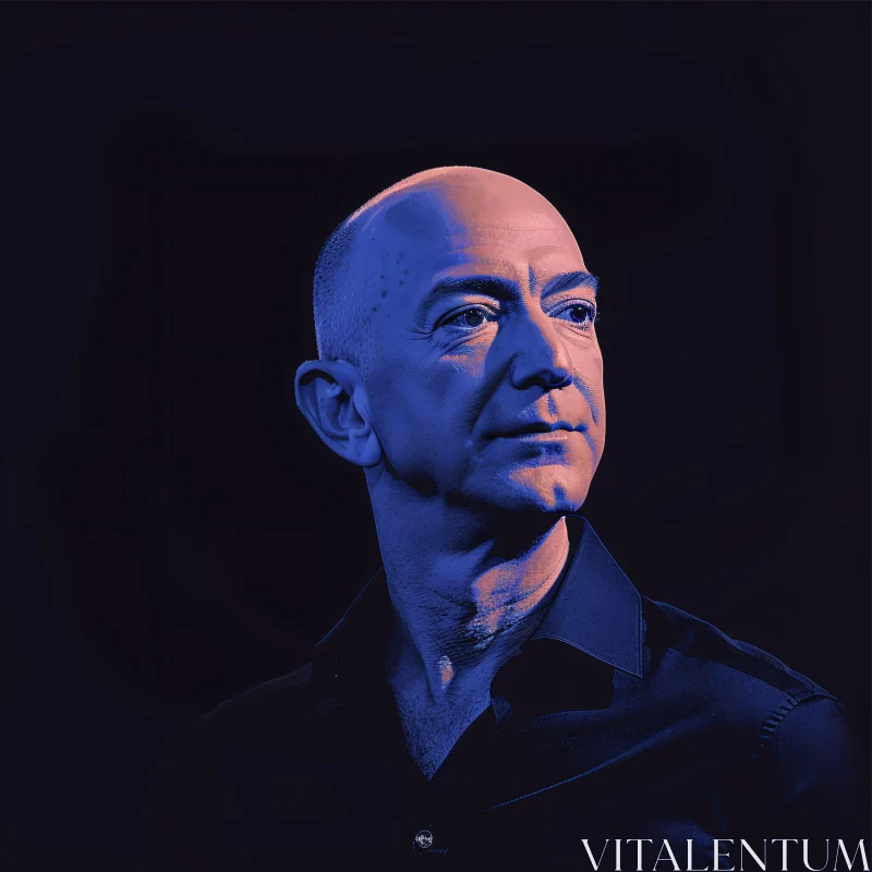 AI ART Jeff Bezos in Dramatic Blue Lighting