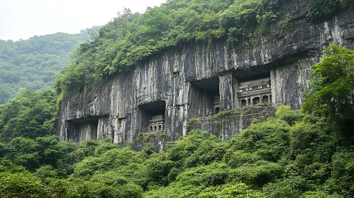 Ancient Carvings in the Mountain Side