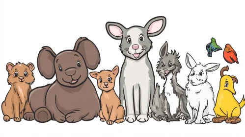 Charming Cartoon Animal Line-Up
