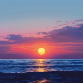 Tranquil Sunset at Sea