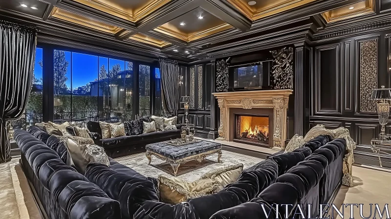 Opulent Living Room with Rich Furnishings AI Image