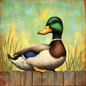 Rustic Duck Portrait on Fence