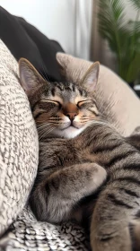 Relaxed Cat on Cushion