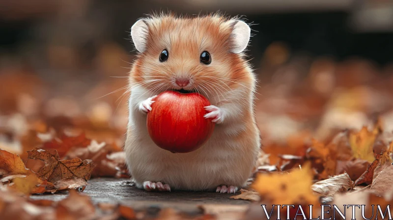 Charming Hamster in Fall Leaves AI Image