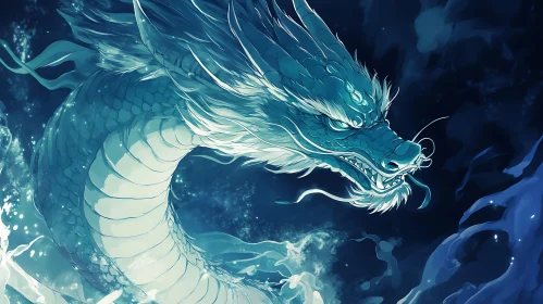 Mystical Blue Dragon Digital Art