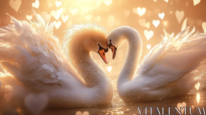 AI ART Romantic Swans Forming Heart Shape