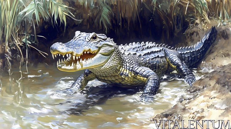 Majestic Alligator in Its Habitat AI Image