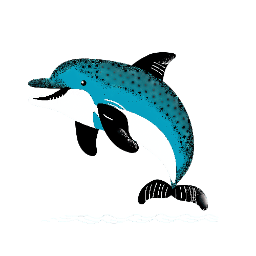 Playful Cartoon Dolphin Jumping - Transparent Background POD Design